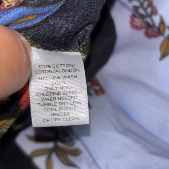 LOFT Black Multicolour Floral Blouse Top Puffy Sleeves Cotton Cottagecore Office - Picture 3 of 12